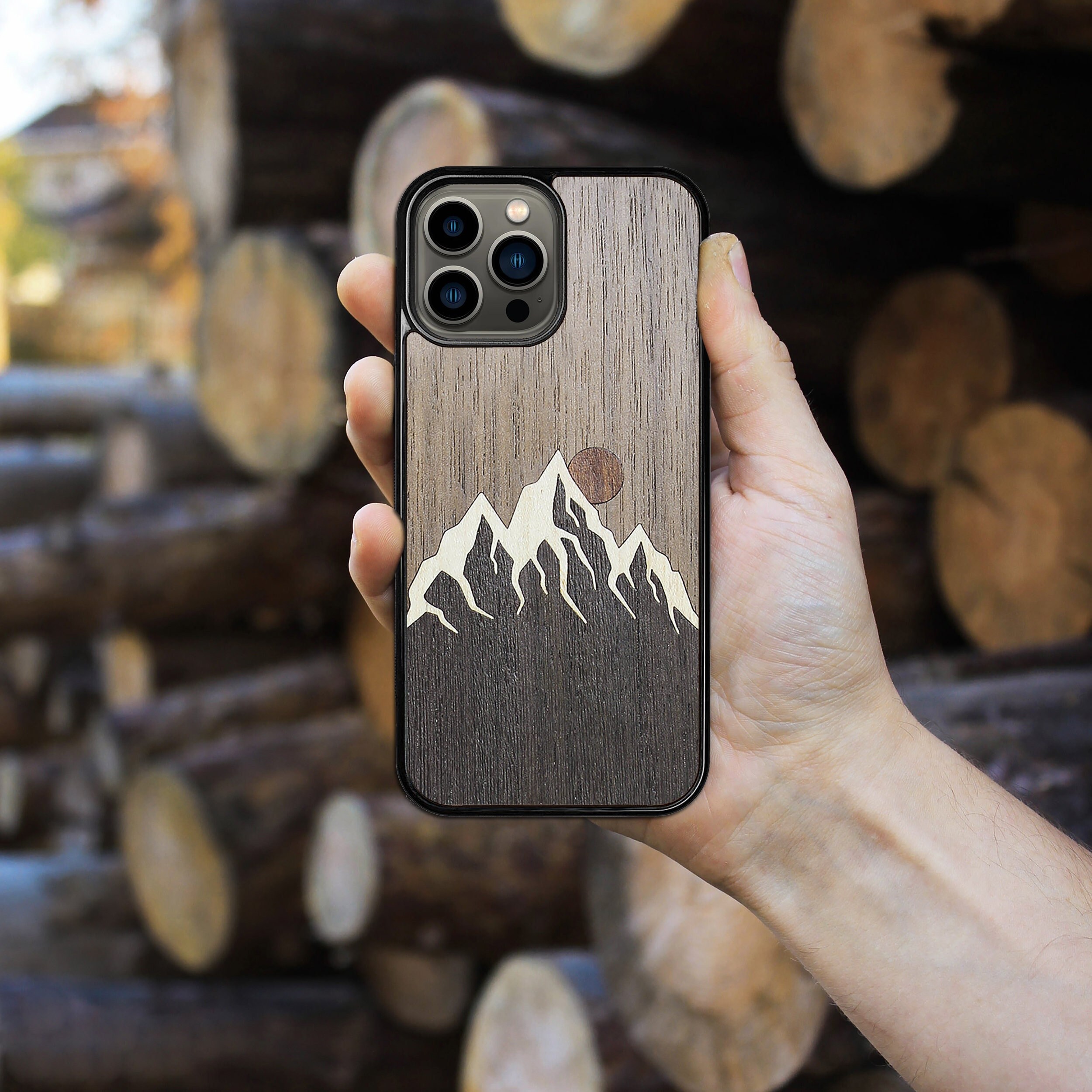 Mountain Wooden Iphone Case 14 Pro Max 13 Pro Max 13 Mini Etsy