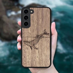 Whale - Wooden Case Galaxy S25 Edge, S25 Ultra, S25 Case, S24 FE, S24 Plus, S23, S22, S21 FE, S20 FE, A56, A36, A26, A55, A35, A25, S10e