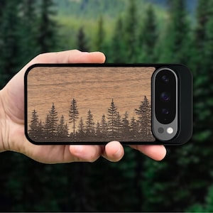 Real Wood Pixel Phone Case for 10 Pro XL, 9 Pro, 9A, 8 Pro, 8A, 7, 6A, 6, 5A 5G (all models) – Forest