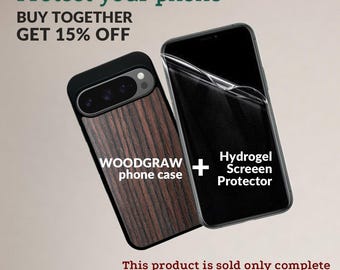 Add Top Hydrogel Screen Protector to your order with WOODGRAW Pixel wood case