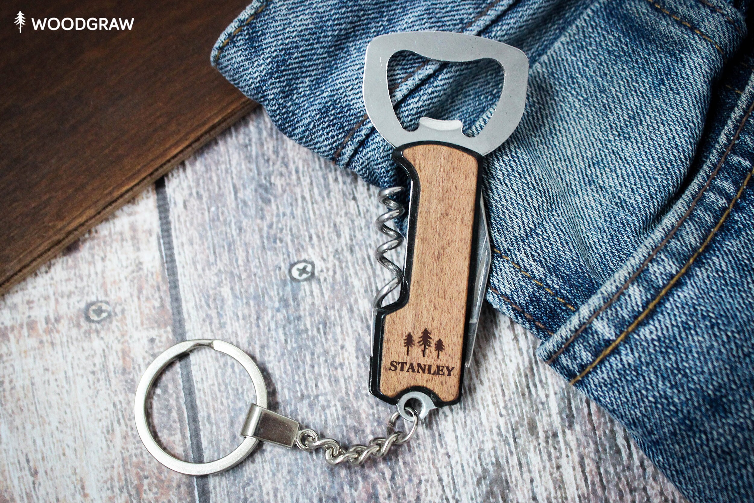 Personalized Wooden Bottle Opener Keychain for Men Custom Etsy