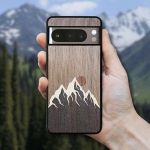 Mountain - Wooden Google Pixel 8A Case, Pixel 8 Pro, Pixel 7A, Pixel 7 Pro, Pixel 6A, Pixel 6, Pixel 5A 5G, Pixel 5, Pixel 4A