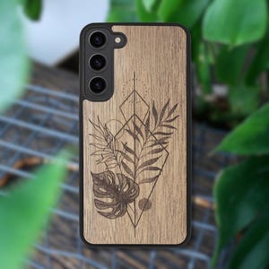 Monstera - Wooden Case Galaxy S25 Edge, S25 Ultra, S25 Case, S24 FE, S24 Plus, S23, S22, S21 FE, S20 FE, A56, A36, A26, A55, A35, A25, S10e