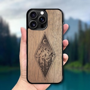 Wooden iPhone Case 17 Air, 16 Pro Max, 15 (all models) MagSafe compatible - Mountain