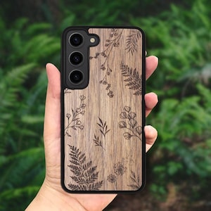 Botanical - Wooden Case Galaxy S25 Edge, S25 Ultra, S25 Case, S24 FE, S24 Plus, S23, S22, S21 FE, S20 FE, A56, A36, A26, A55, A35, A25, S10e