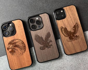 Wooden iPhone Case 17 Air, 16 Pro Max (all models) MagSafe compatible - Eagle