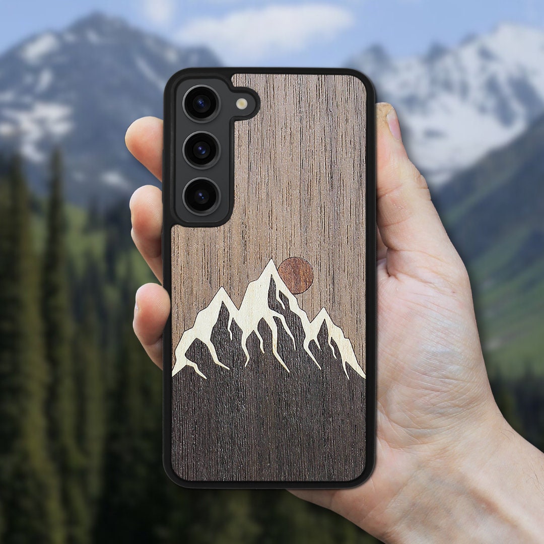 Mountain Wooden Case Galaxy S24 Ultra, S24 Case, S23 FE, S23 Plus