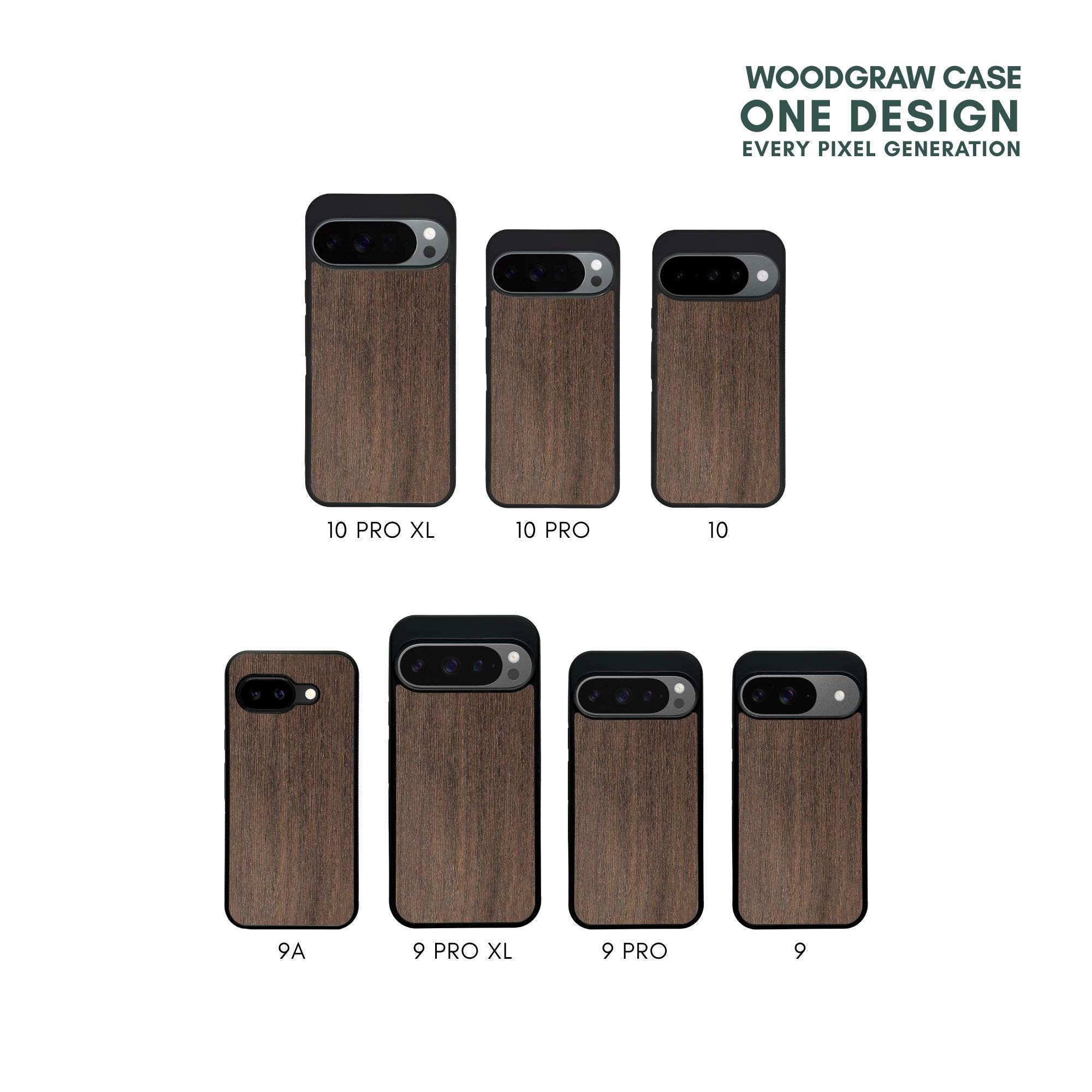 本物のエキゾチックウッド製 Pixel フォンケース 10A、10 Pro XL、9、8