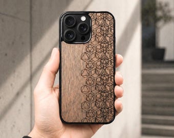 Real Wood MagSafe iPhone Case 17 Air, 16 Pro Max, 15 (all models) - Geometric
