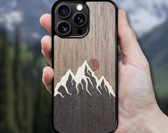 Real Wood MagSafe iPhone Case 17 Air, 16 Pro Max, 15 (all models) - Mountain