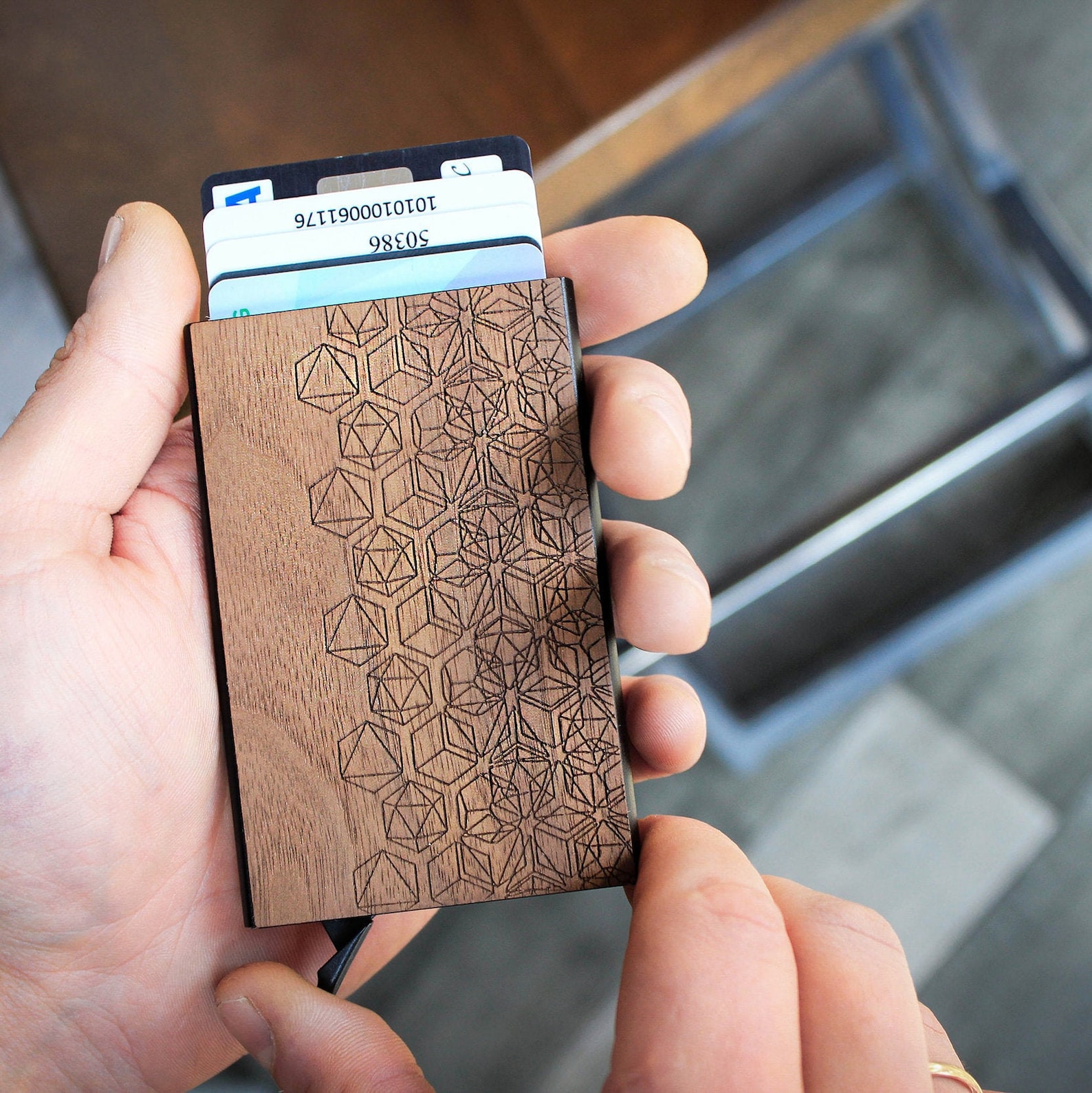 Personalized Wooden Credit Card Holder Wallet With RFID Metal Etsy