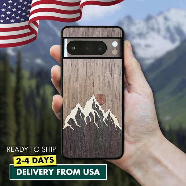 Wood Google Pixel 8 Pro Case, Pixel 8 Case, Pixel 7A - Mountain /READY to SHIP from the US