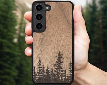 Funda de madera auténtica para Galaxy S26 Ultra, S25 FE, S24 Plus (todos los modelos) - Woodland
