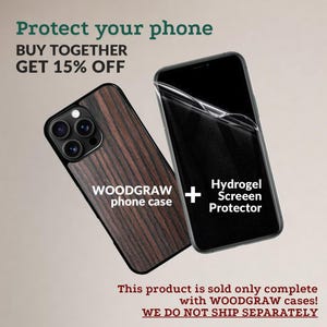 Ajoutez cette protection d'écran hydrogel supérieure à votre commande avec la coque en bois WOODGRAW pour iPhone
