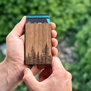 Cartera RFID de madera de bosque: Tarjetero desplegable personalizado