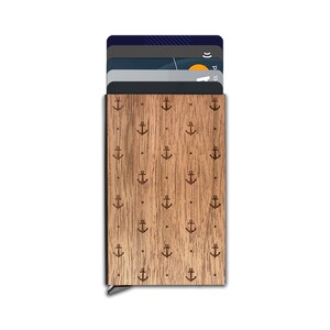 Cartera de madera personalizada para tarjetas de crédito con RFID, tarjetero de metal grabado, regalo para marido