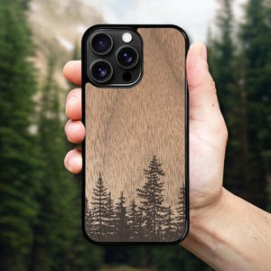 Houten iPhone MagSafe-hoesje 16E, 16 Pro Max, 15 Plus, 15 Pro, 14 Pro, 13 Mini, 13 Pro, 12, 11, SE, XR, XS - Woodland