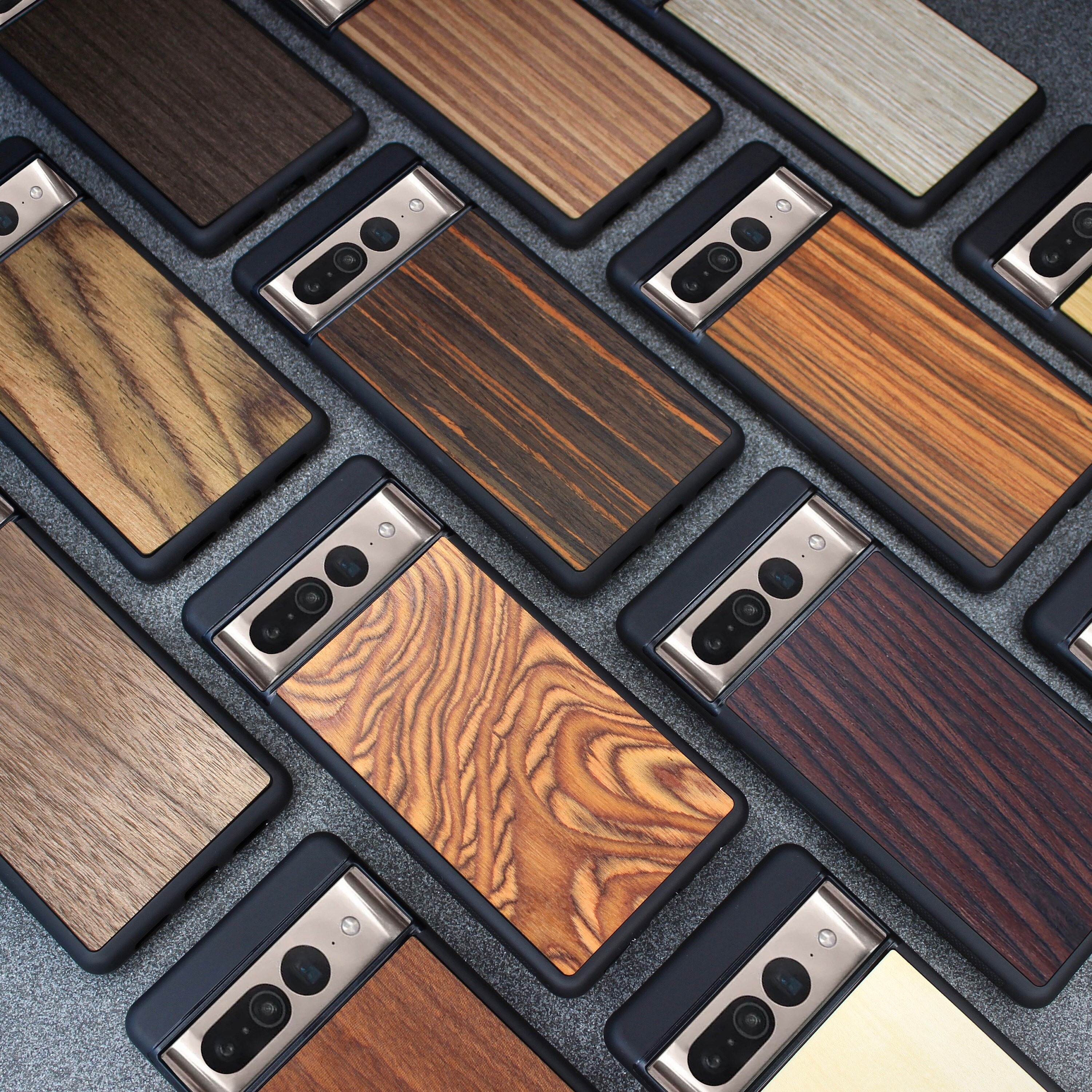 Echtes exotisches Holz Holz Pixel Handyhülle für 10 Pro XL, 9 Pro, 9A, 8 Pro, 8A, 7, 6A, 6, 5A 5G (alle Modelle)