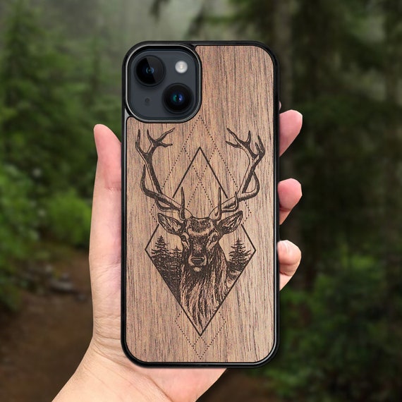 Deer Wooden iPhone Magsafe Case 15 Pro Max, 15 Plus, 14 Pro Max, 13 Pro Max,  13 Mini, 12 Pro Max, 11 Pro, SE, XR, XS Max 