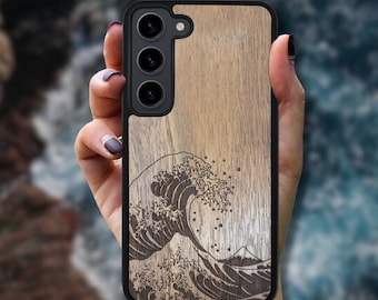 Wood Galaxy Phone Case S26 Ultra, S25 Plus, S24, S23 (all models) - Wave Kanagawa