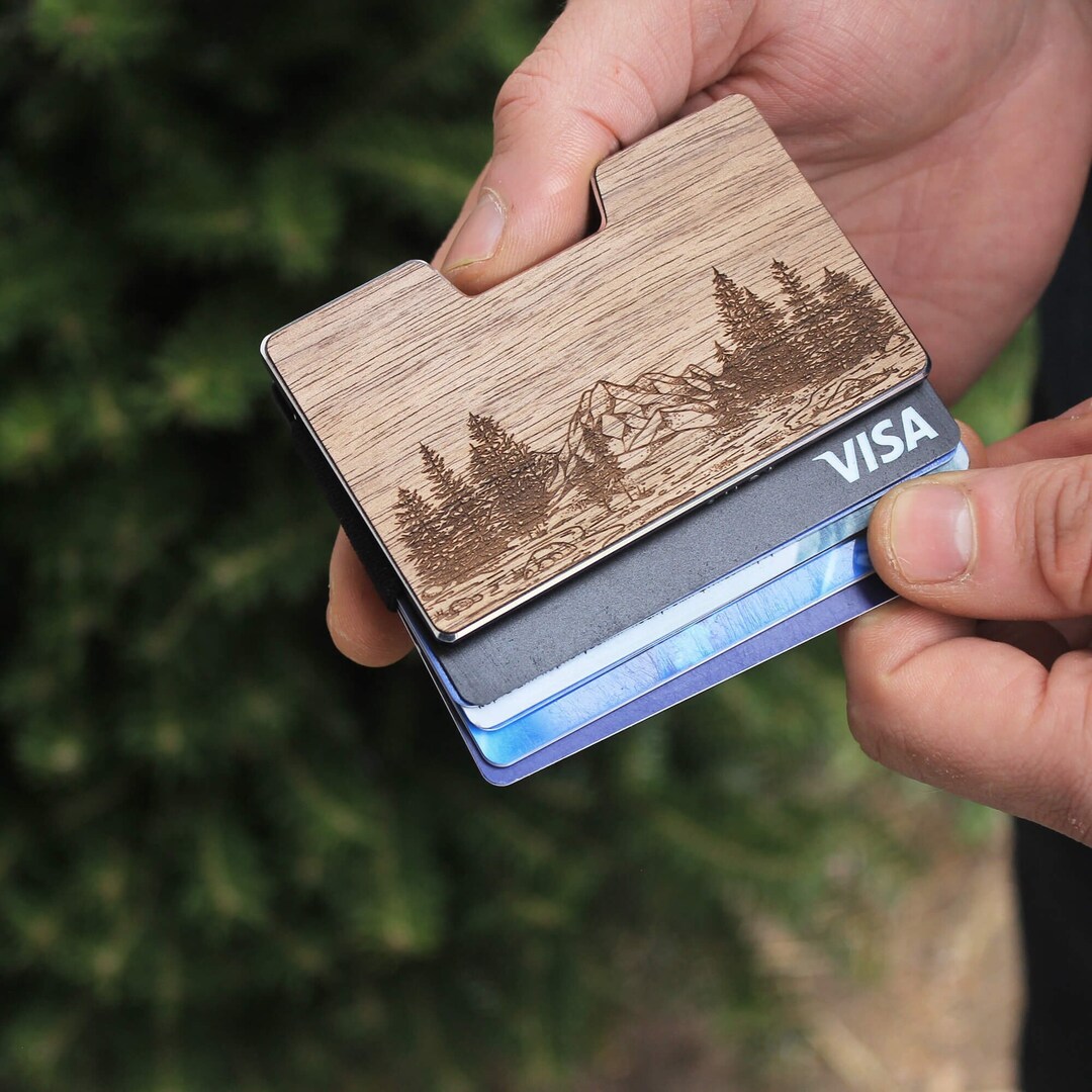 Nature Wooden Credit Card Holder Wallet With Money Clip and Etsy