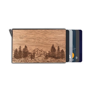 Nature - Portafoglio porta carte di credito in legno con RFID, porta carte in metallo personalizzato per uomo