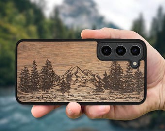 Funda de madera auténtica para Galaxy S26 Ultra, S25 Plus, S24, S23 (todos los modelos) - Naturaleza