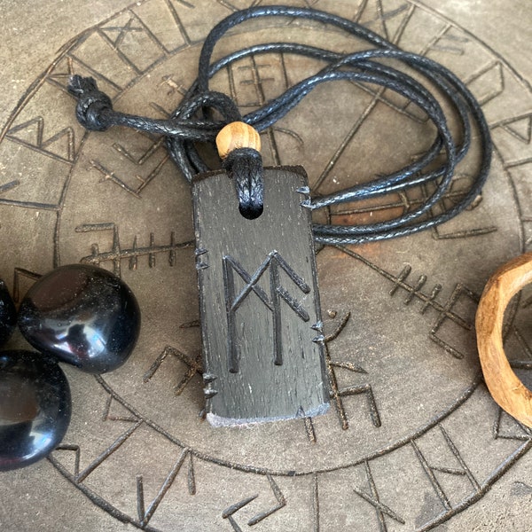 Custom *Your Design* Bindrune or Rune 4,500 - 5,000 Year Old Bog Oak Protection Talisman Pendant Necklace. *Free UK Delivery*