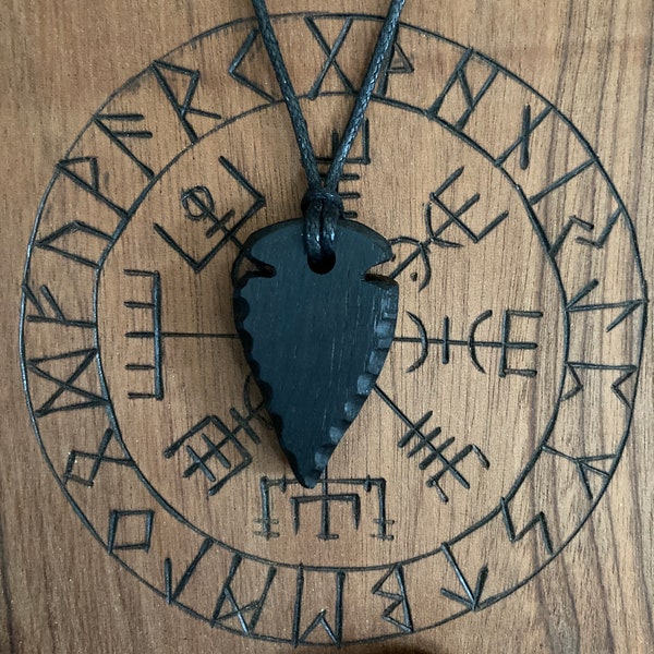 4,500 - 5,000 Year Old Arrowhead Bog Oak Protection Talisman Pendant Necklace. *Free UK Delivery*