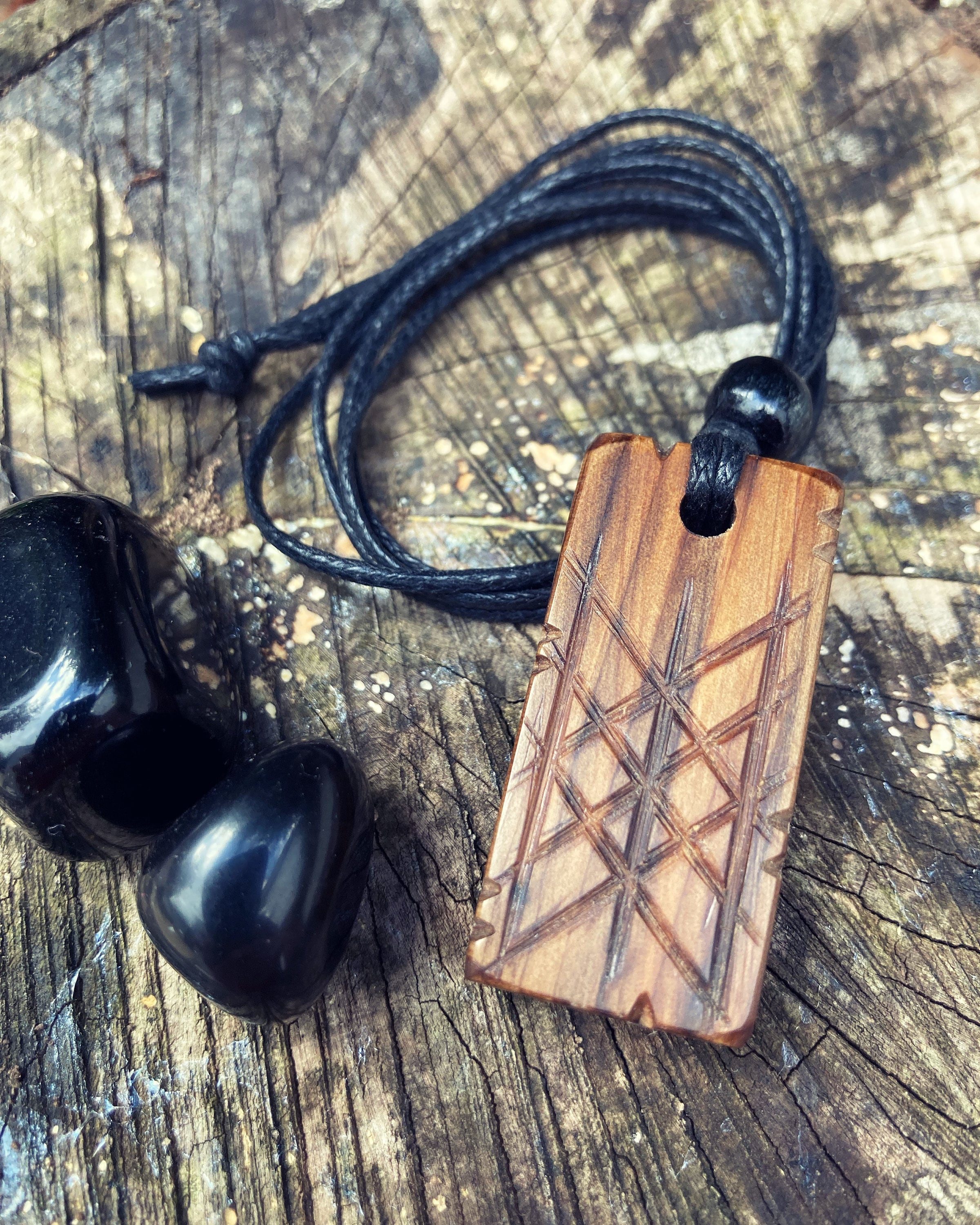 Web of Wyrd Ancient Bog Yew Talisman Pendant Necklace. *Free UK Delivery*