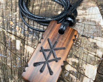 Protection Bindrune 4,500 - 5,000 Year Old Bog Yew Protection Talisman Pendant Necklace. *Free UK Delivery*