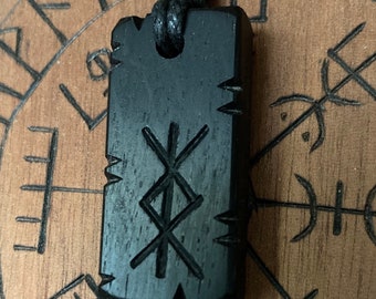 Protection Bindrune 4 500-5 000 ans Collier avec pendentif talisman de protection en chêne des marais. *Livraison gratuite au Royaume-Uni*
