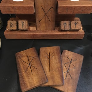Hardwood Rune Dice & Bindrune Stave Altar Candle Stand - Etsy