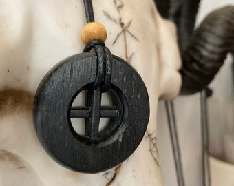 4,500 - 5,000 Year Old Bog Oak Sun Cross / Solar Cross Protection Talisman Pendant Necklace. *Free UK Delivery*