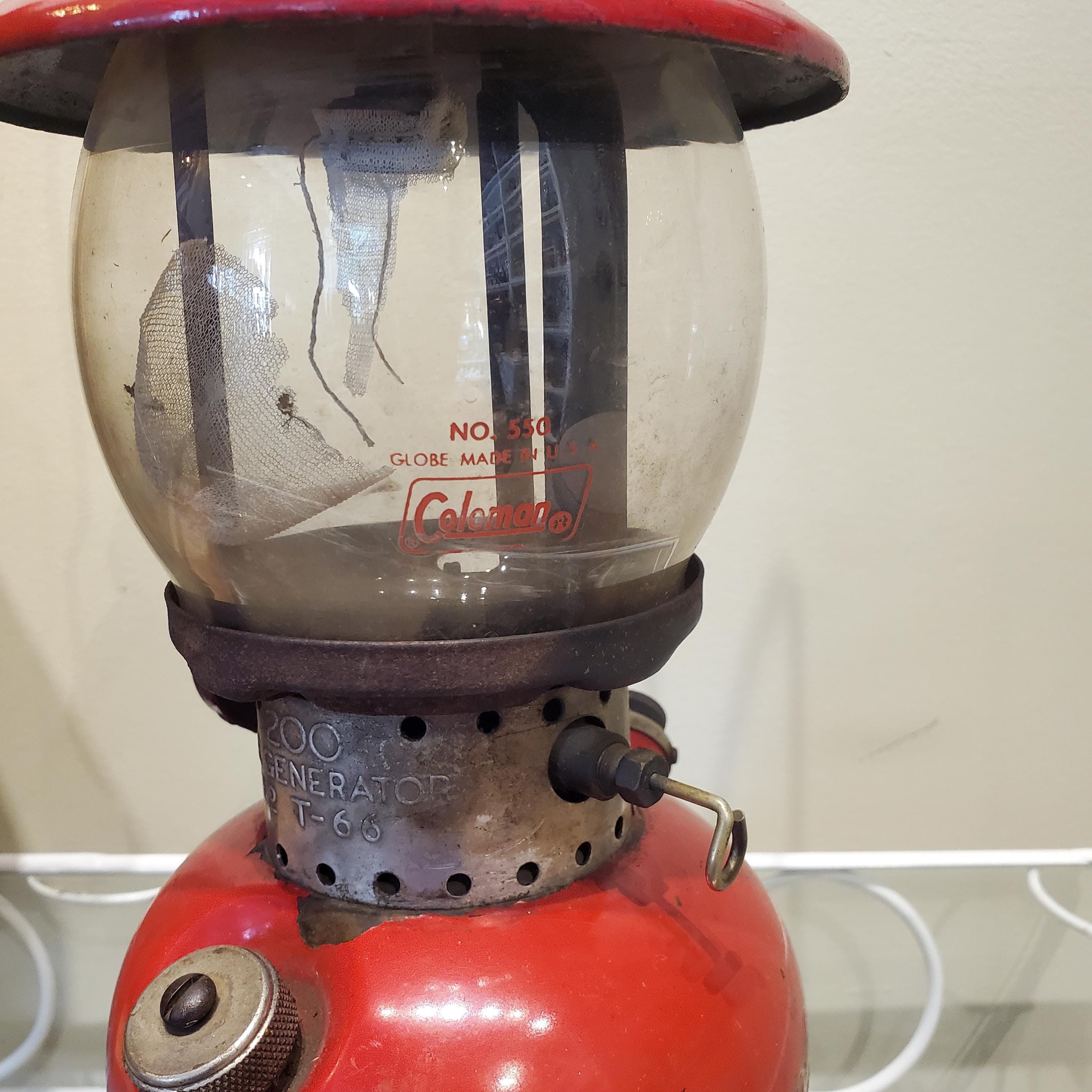 Coleman Model 200 T-66 Oil Lamp Globe No. 550 | Green Camping Lamp