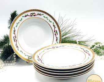 6 Winter Garland soup plates | Royal Heritage Collection Quality Porcelain