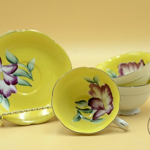 Trio of Shafford cups and saucers made in Japan MCM in vintage porcelain