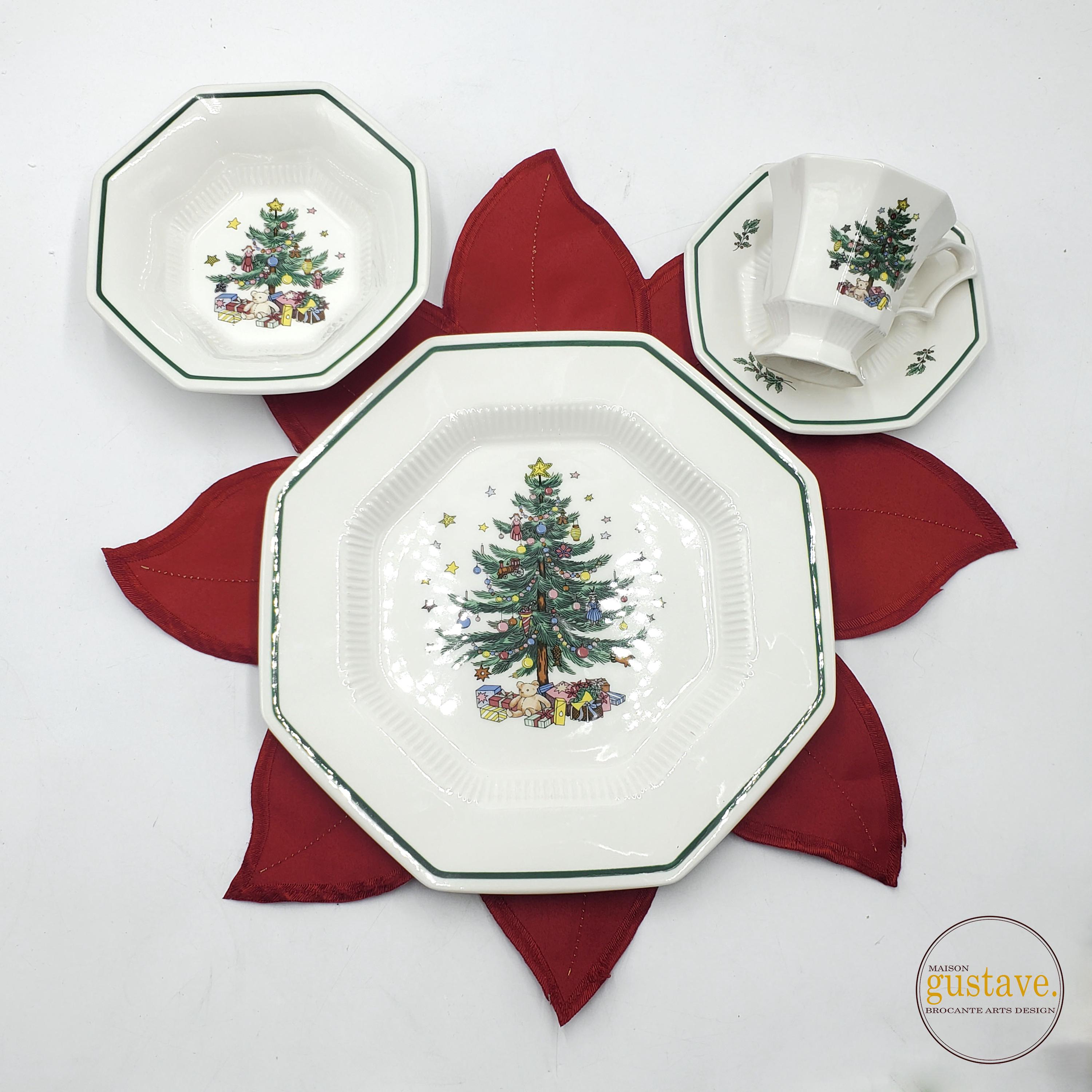 Christmastime Octagonal Dinnerware Set by Nikko for 8 People