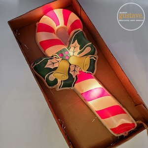 Rare IOB Canne de bonbon de Noël NOMA Lites #555, Canada vintage | Décoration murale lumineuse des fêtes retro