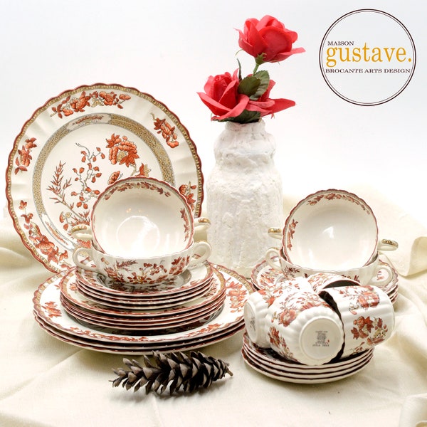 FREE shipping Canada & Usa - India Tree par Copeland Spode, Vaisselle Angleterre Rouge Orange China Plates - Tasses, Assiettes, Bols