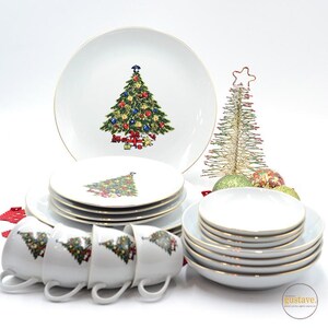 Christmas Treasure Jamestown Christmas Tableware Pieces | Christmas Tree Design | Holiday Tableware