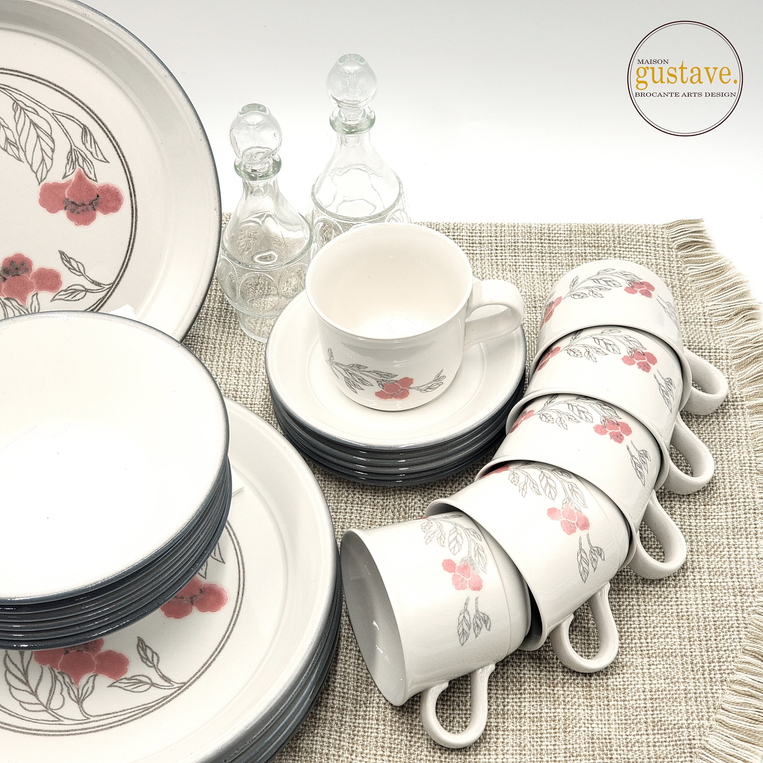 Vintage Kiln Craft for 6 | English Ceramic Dinnerware Set