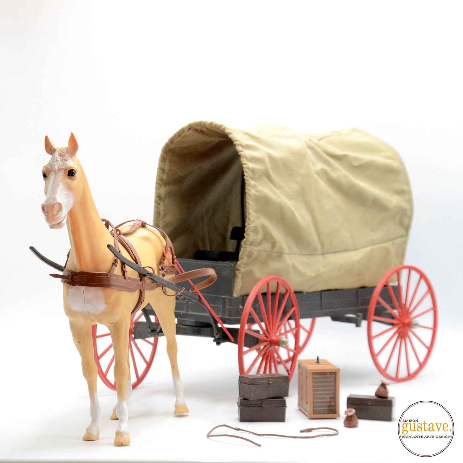 Marx Johnny West Wagon, cheval et accessoires | 1960's