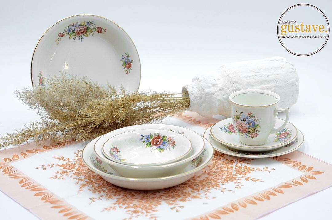 Springtime Dinnerware Springtime Dinnerware Set by Crownford | England. 22kt Gold Rim and ...