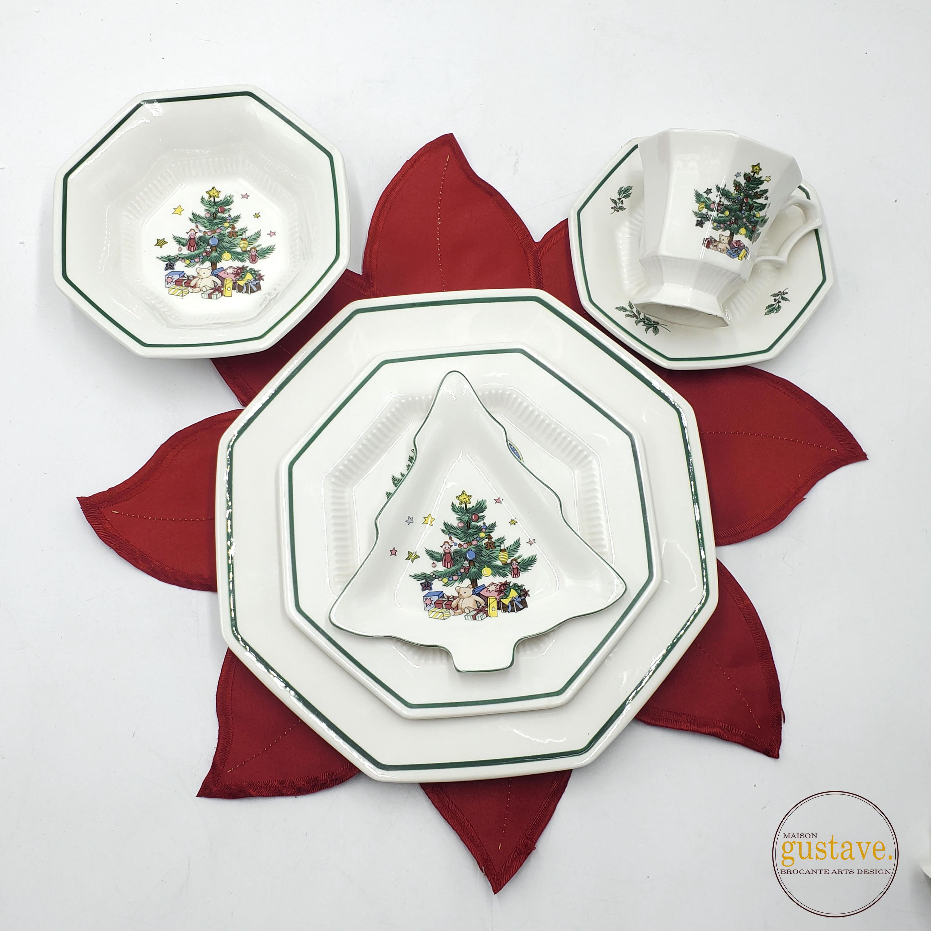 Christmastime Octagonal Dinnerware Set by Nikko for 8 People