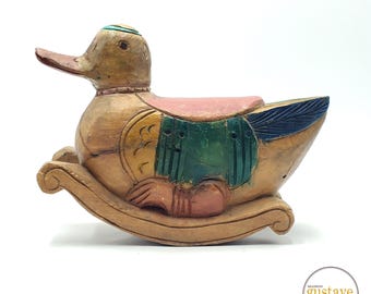 Vintage Wooden Rocking Duck for Kids | Antique Educational and Folk Toy