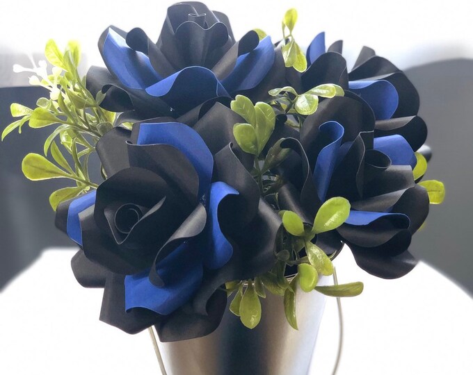 Thin Blue Line Responder Roses, Paper First Responders Centerpiece ...