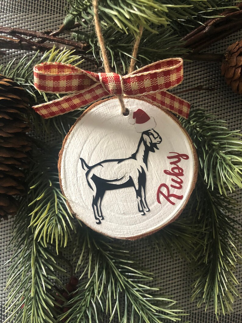 Personalized Goat in Santa Hat Ornament Farm ornament Dairy Etsy