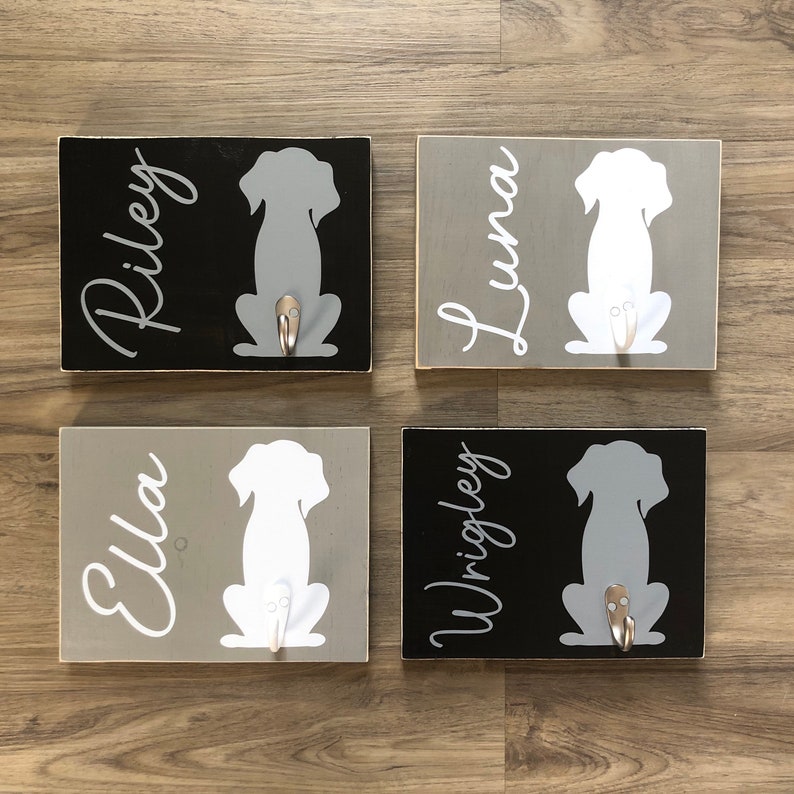 Dog Leash Wall Sign Personalized Dog Leash Sign Dog Tail Etsy