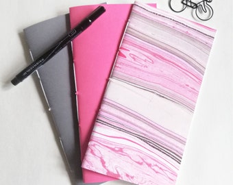 3 x Traveler's Notebook Inserts, Pink n Grey, 3 pack bundle, choice of inner pages, use in your Midori or Fauxdori - Tri155